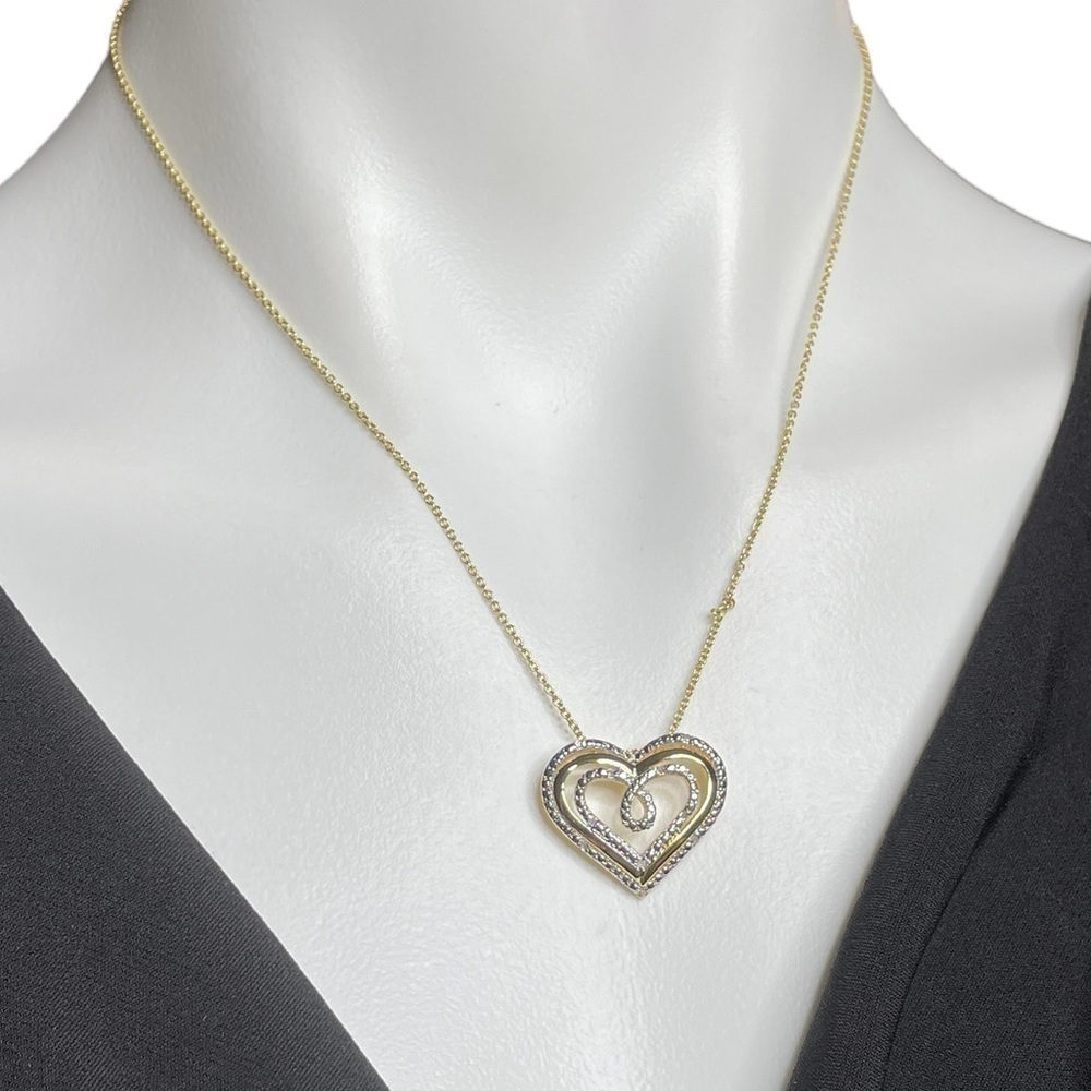 Diamond chip two tone triple heart necklace